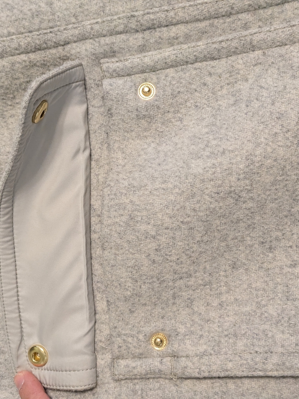 J.Crew Vail Parka Wool Jacket Light Gray Fur Trim Hood Sz 4 Peacoat Coat Chic - Picture 8 of 11